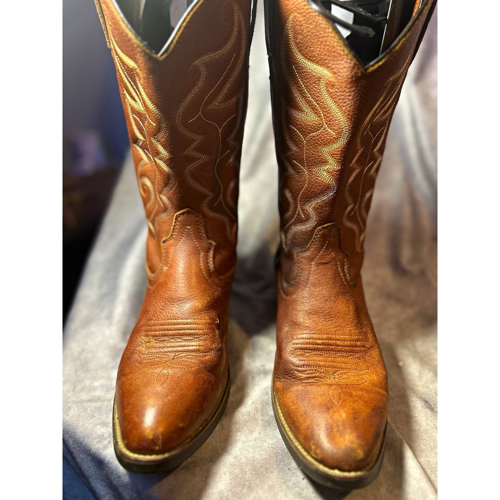 Justin 2565 Men's 11D Brown Leather Western Cowboy Boots Embroidered